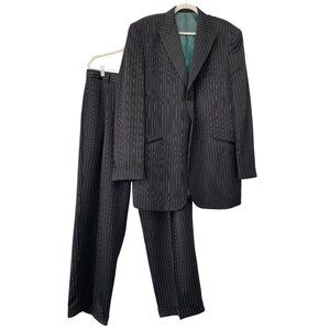 Midtown Man Suit Size 44L Stripe Black White Two Piece Set Career Business Work